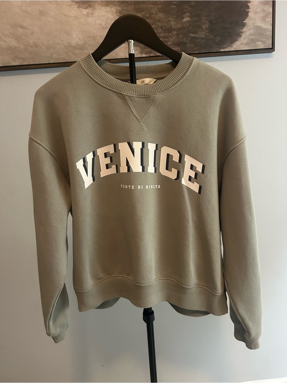 H&M Olive 'VENICE' Graphic Crewneck Sweatshirt